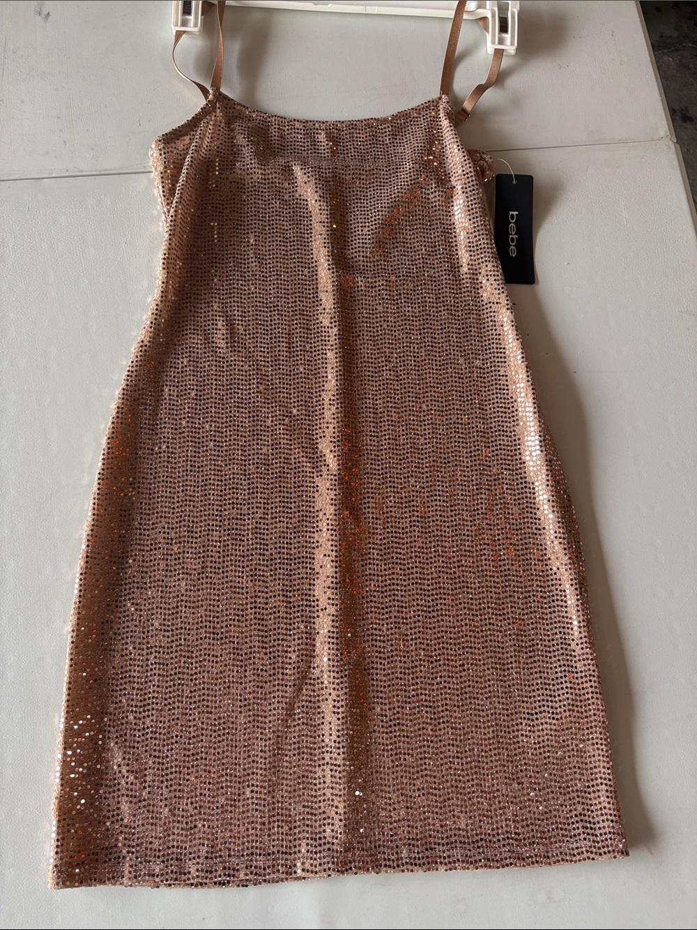 bebe Rose Gold Sequin Pencil Skirt